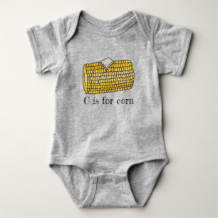 C is for Corn Yellow Corncob Cob Butter Alphabet Baby Bodysuit