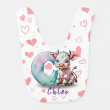 C is for Cow – Heart Pattern Baby Bib