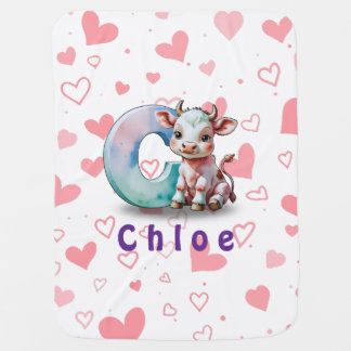 C is for Cow – Personalized Baby Blanket