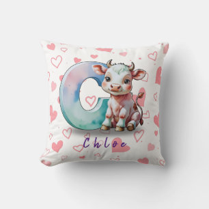 C is for Cow – Personalized Baby Pillow with Heart