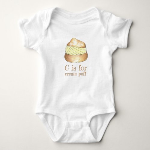 C is for Cream Puff French Pastry Foodie Dessert Baby Bodysuit