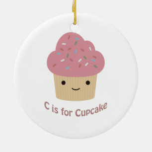 C is for cupcake ceramic ornament