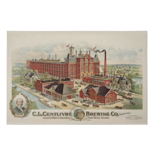 CL Centlivre Brewing Company Factory Buildings Faux Canvas Print