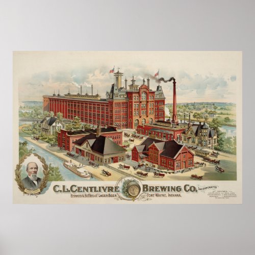 CL Centlivre Brewing Company Factory Buildings Poster