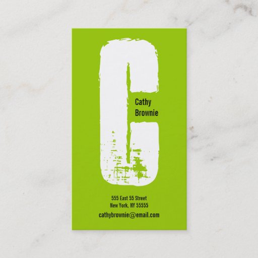 Customizable C Letter Alphabet Business Card Olive