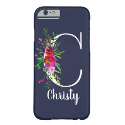 C Letter Initial Monogram Floral Custom Color Name Barely There iPhone 6 Case