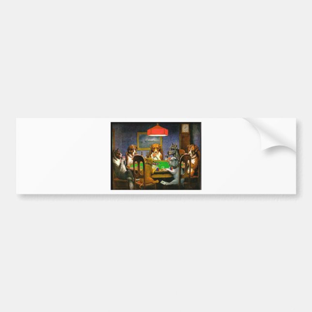 C. M. Coolidge Dogs Pets Poker Cards Humor Destiny Bumper Sticker (Front)