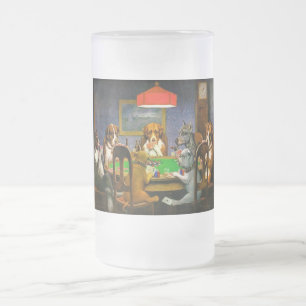 C. M. Coolidge Dogs Pets Poker Cards Humor Destiny Frosted Glass Beer Mug