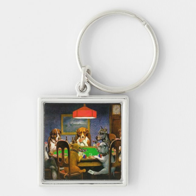 C. M. Coolidge Dogs Pets Poker Cards Humor Destiny Keychain (Front)