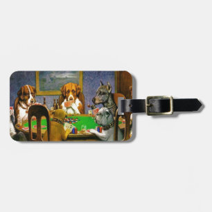 C. M. Coolidge Dogs Pets Poker Cards Humor Destiny Luggage Tag