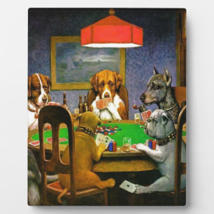 C. M. Coolidge Dogs Pets Poker Cards Humor Destiny Plaque