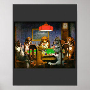 C. M. Coolidge Dogs Pets Poker Cards Humor Destiny Poster