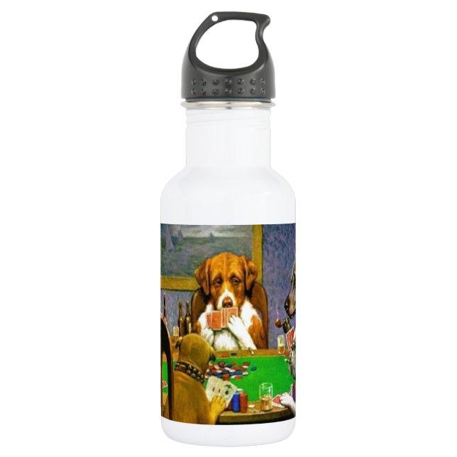 C. M. Coolidge Dogs Pets Poker Cards Humor Destiny Stainless Steel Water Bottle (Front)