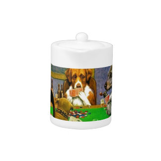 C. M. Coolidge Dogs Pets Poker Cards Humor Destiny Teapot