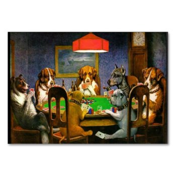 C.m. Coolidge Dogs Playing Poker Table Number by Classicville at Zazzle