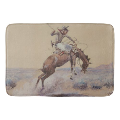 C M Russell A Bad One Western Bronc Rider  Bath Mat