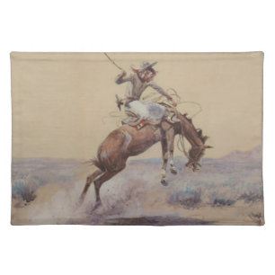 C M Russell A Bad One Western Bronc Rider Cloth Placemat
