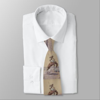 C M Russell A Bad One Western Bronc Rider Neck Tie by RODEODAYS at Zazzle