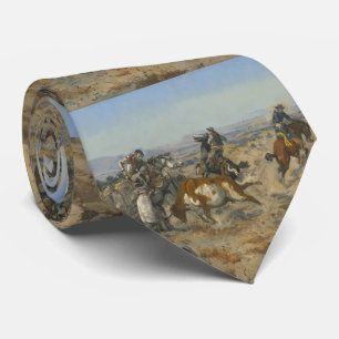 C.M Russell Get In Trouble Vintage Western Cowboy Neck Tie