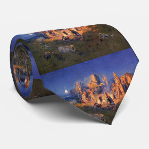 C M Russell Laugh Kills Lonesome Western Neck Tie