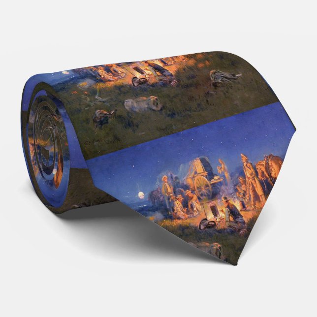 C M Russell Laugh Kills Lonesome Western  Neck Tie (Rolled)