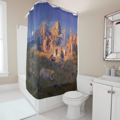 C M Russell Laugh Kills Lonesome Western  Shower Curtain