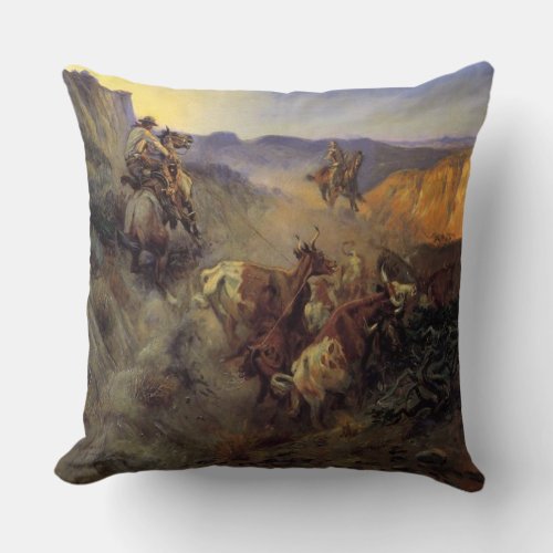 C M Russell The Slick Ear Vintage Western Cowboy Throw Pillow