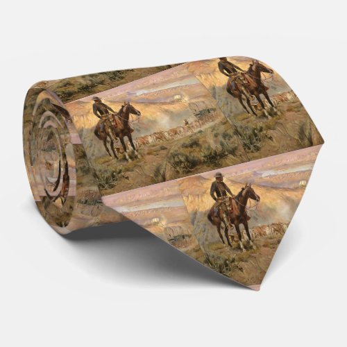 C M Russell  Wagon Boss Vintage Western Cowboy  Neck Tie