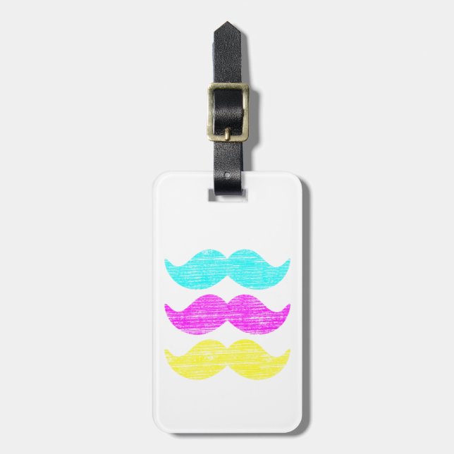 C M Y Mustaches (letterpress style) Luggage Tag (Front Vertical)