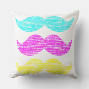 C M Y Mustaches (letterpress style) Throw Pillow