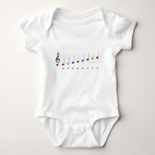 C Major Scale in Treble Clef Kids Music Literacy Baby Bodysuit