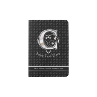 C - Modern Metallic Monogram (Silver) Passport Holder