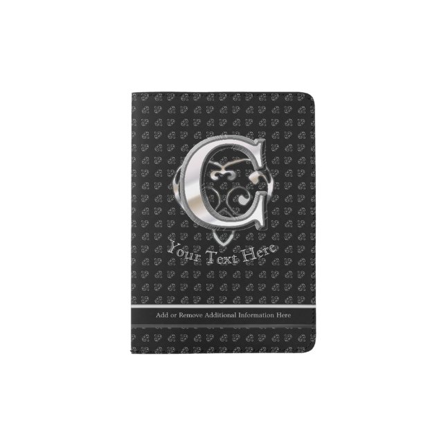 C - Modern Metallic Monogram (Silver) Passport Holder (Front)