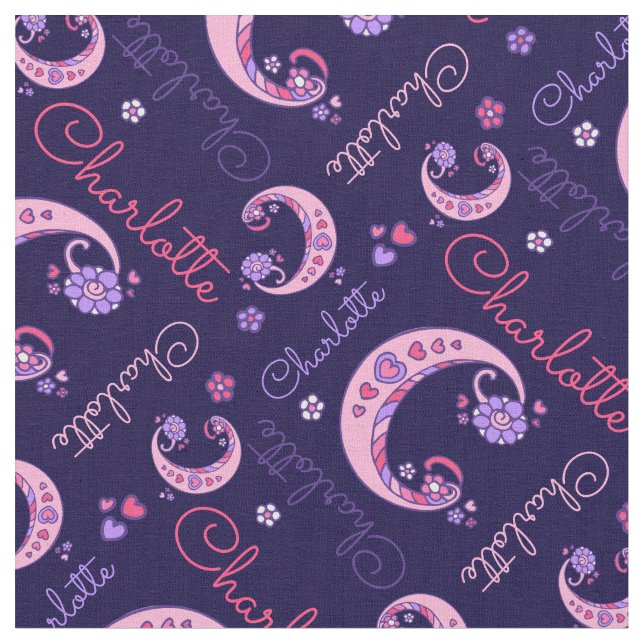 C monogram and personalized name Charlotte fabric (Close Up)
