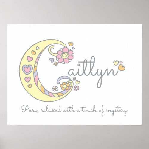 C monogram art Caitlyn girls name meaning poster