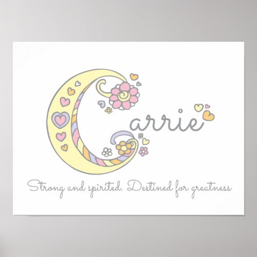 C monogram art Carrie girls name meaning poster