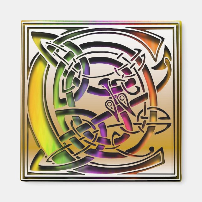 C Monogram "Celtic Rainbow" Square Magnet (Front)