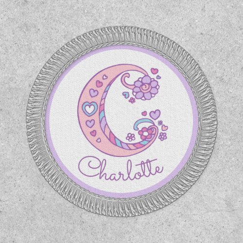 C monogram Charlotte pink purple blue Patch