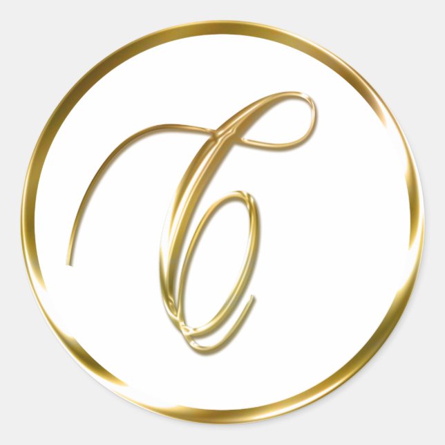 C Monogram Faux Gold Envelope Or Favor Seal (Front)