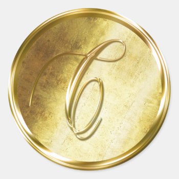 C Monogram Faux Gold Envelope Seal Stickers by TDSwhite at Zazzle