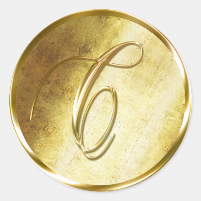 C Monogram Faux Gold Envelope Seal Stickers (Front)