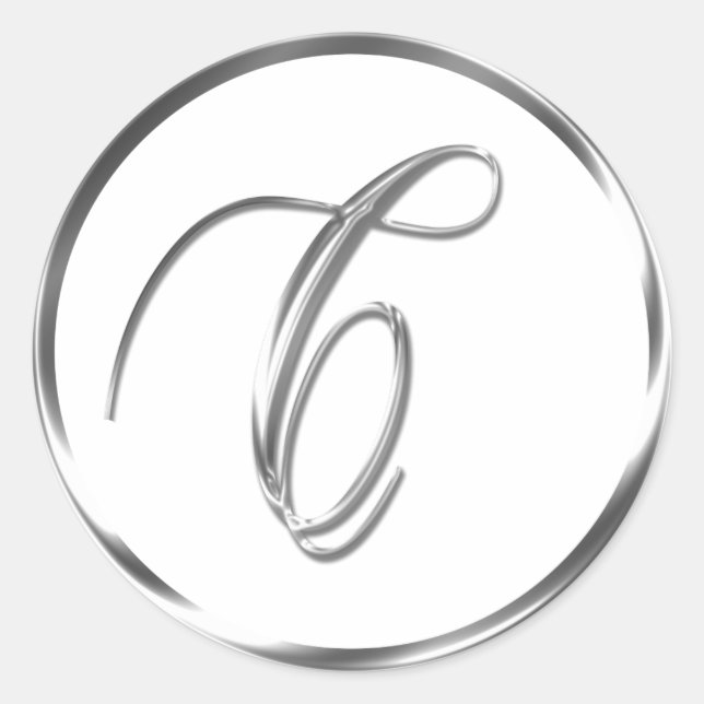 C Monogram Faux Silver Envelope Or Favor Seal (Front)