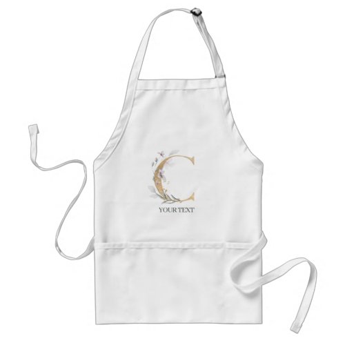 C Monogram Floral Personalized Adult Apron