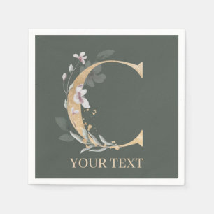 C Monogram Floral Personalized Napkins