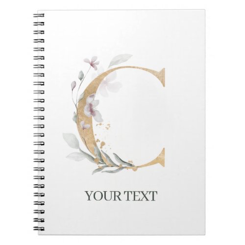 C Monogram Floral Personalized Notebook