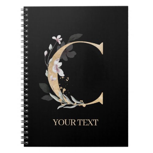 C Monogram Floral Personalized Notebook