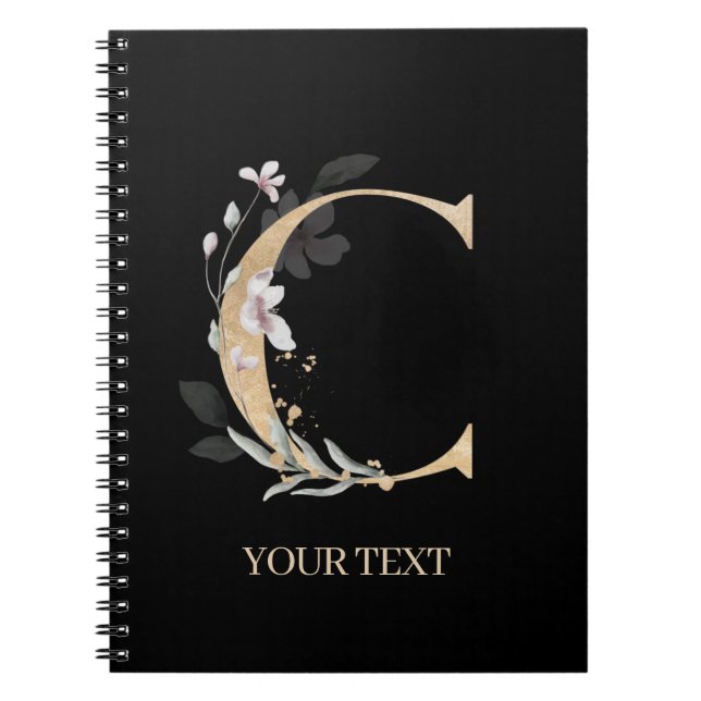 C Monogram Floral Personalized Notebook (Front)