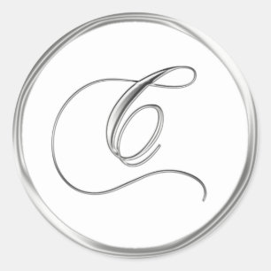 C Monogram Letter Sliver On White Wedding Seal