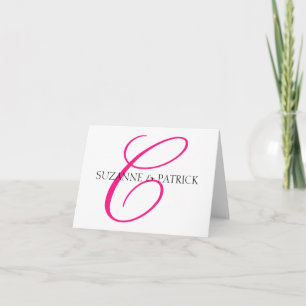 C Monogram Notecard Script (Hot Pink / Black)