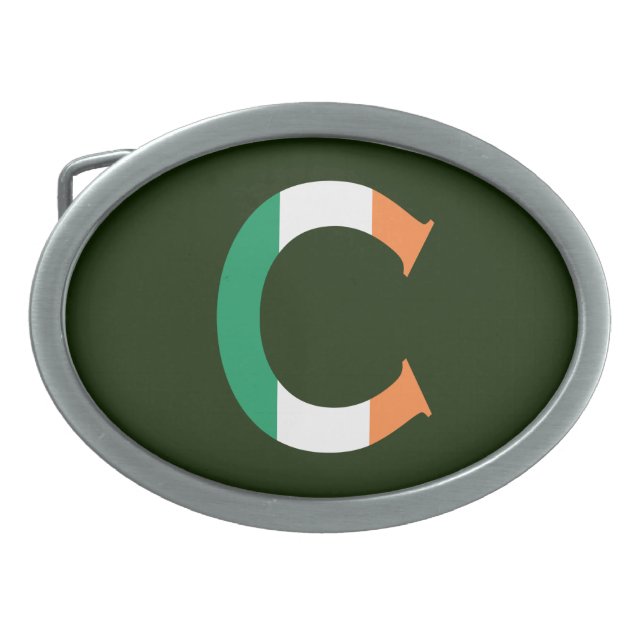 C Monogram overlaid on Irish Flag bbcnt Belt Buckle (Front)